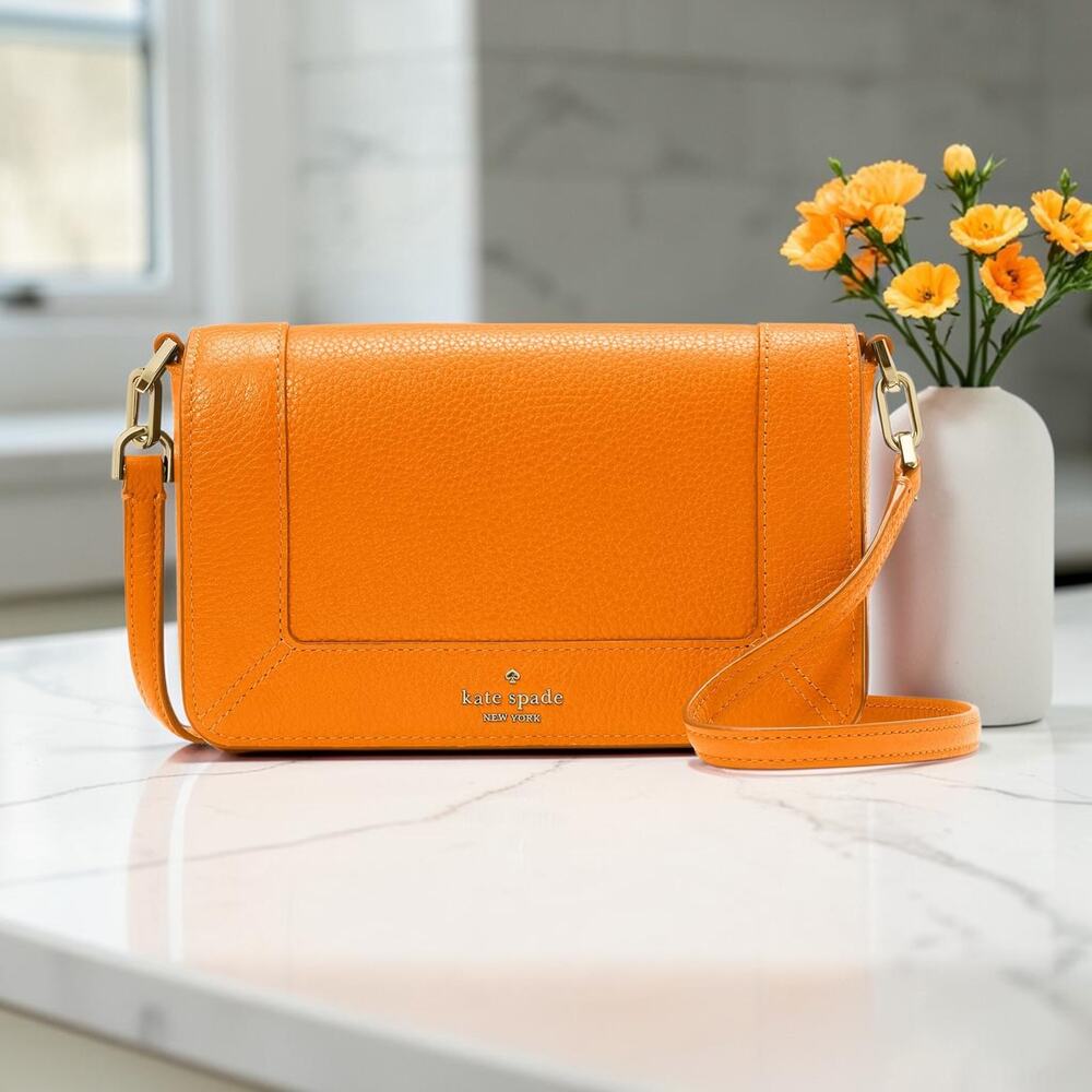 Kate Spade NWT Lena Mini Crossbody Bag Leather Orange Zinnia KH784 MSRP $299